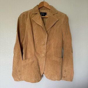 Mark Alan Vintage Woman’s Tan Camel Suede Blazer Jacket Size Large